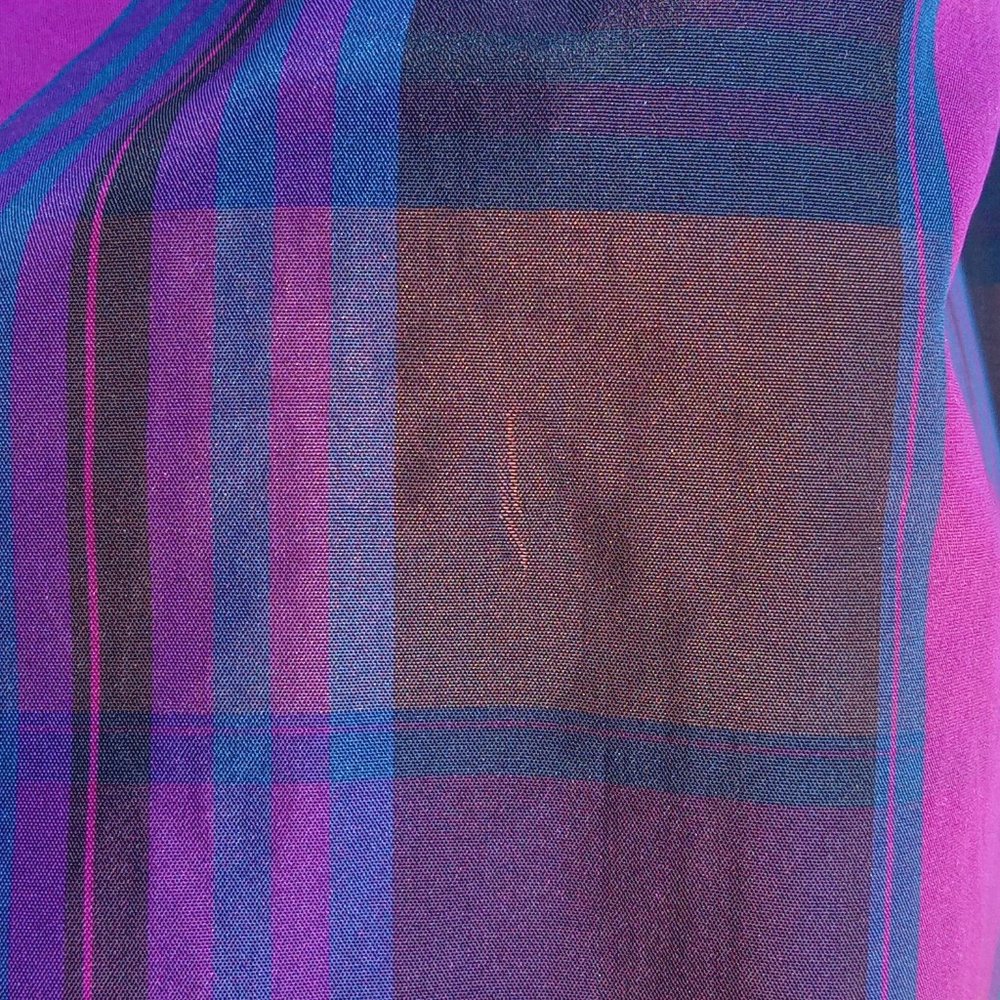 Plaid purple long sleeve Button front dress - Picture 2 of 11